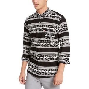 Levi's Mens XXL Norte Aztec Geo Stripe Shirt Regular Fit Black White Button Down